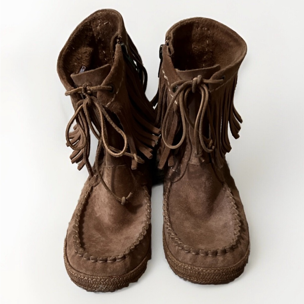 UGG Brown Fringe Moccasin Boots